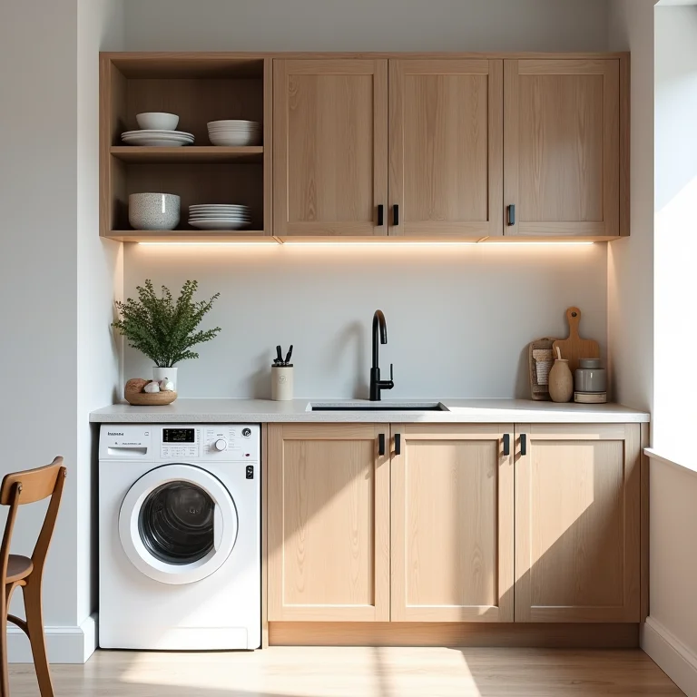Móveis planejados para otimizar cozinha e lavanderia