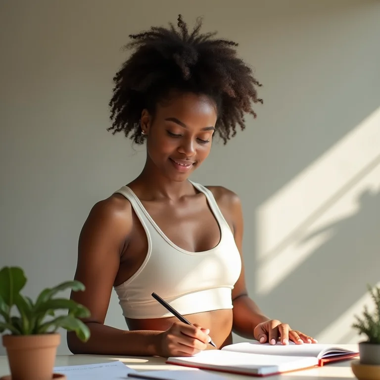 Mulher agendando atividade física em sua agenda