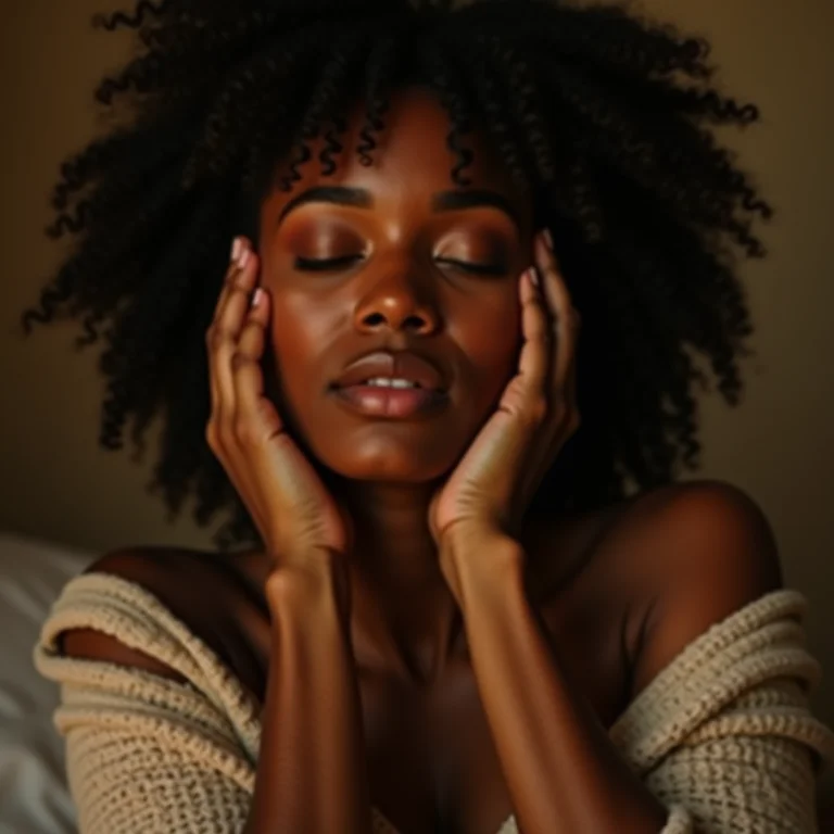 Mulher aliviando dor de cabeça