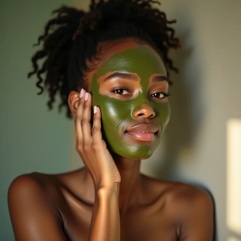 Mulher aplicando máscara facial de azedinha