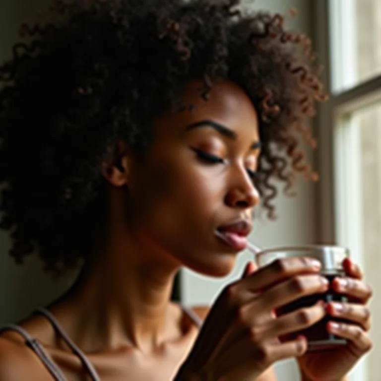 Mulher apreciando o aroma do chá de folha de amora