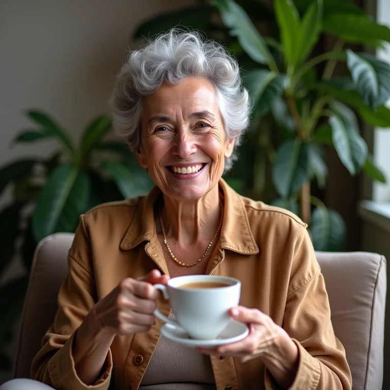 Mulher aproveitando chá com dicas extras