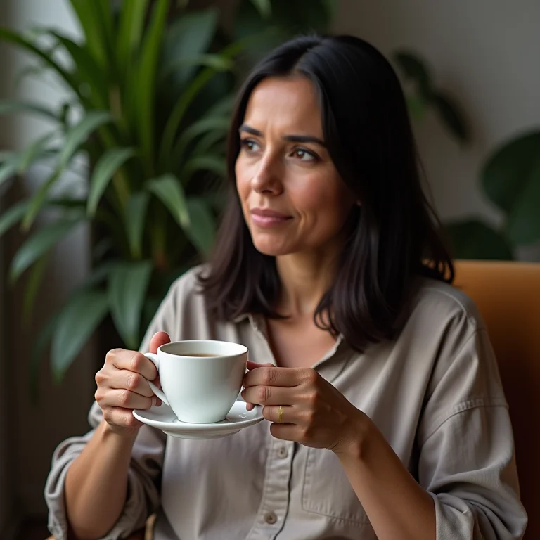 Mulher brasileira apreciando chá e bem-estar
