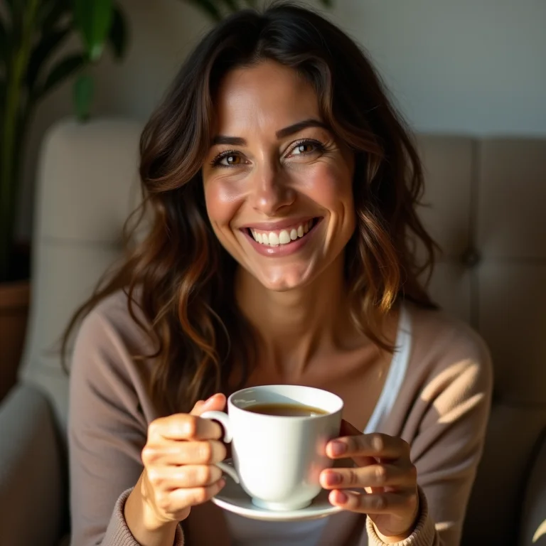 Mulher brasileira relaxando com chá de capim santo
