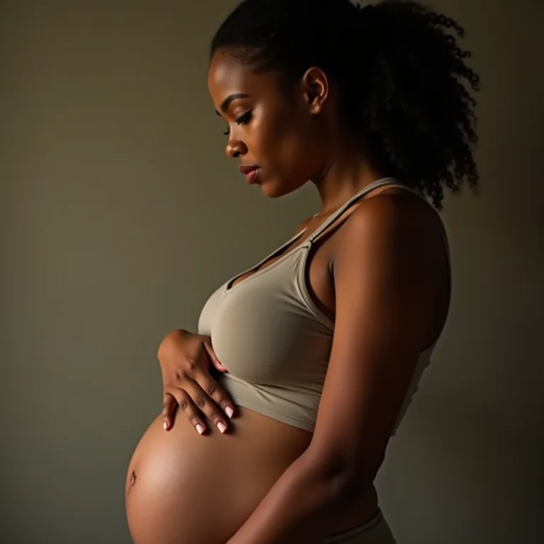 Mulher com a mão no estômago