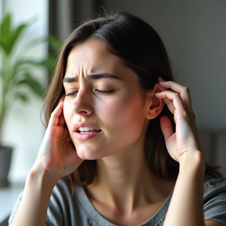 Mulher com dor de ouvido e febre