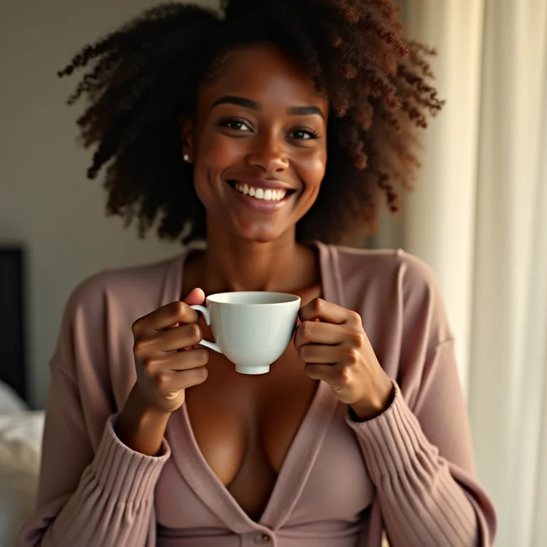 Mulher desfrutando chá de ameixa preta para regularidade intestinal