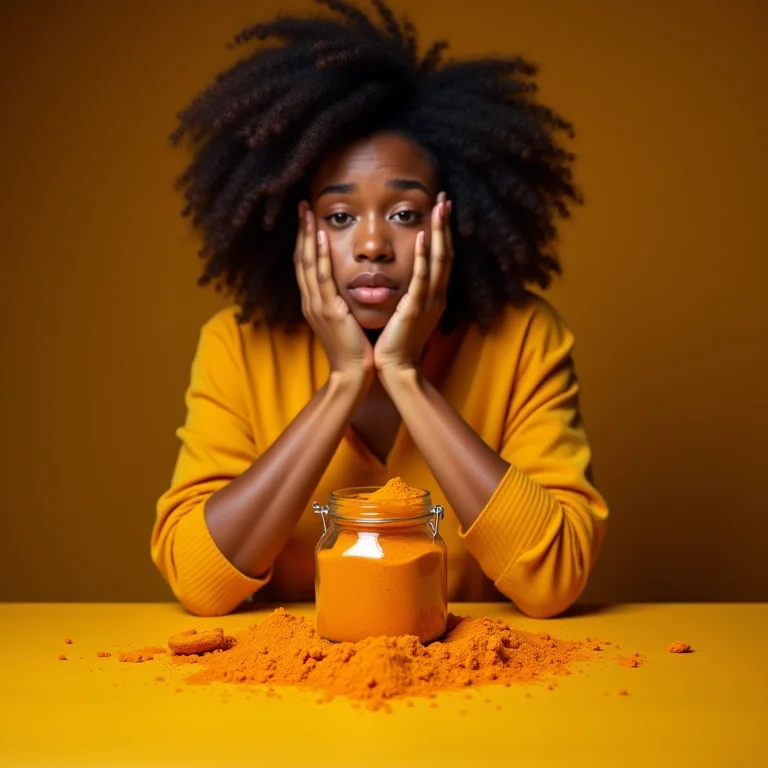 Mulher diversa sobrecarregada com pote de açafrão.