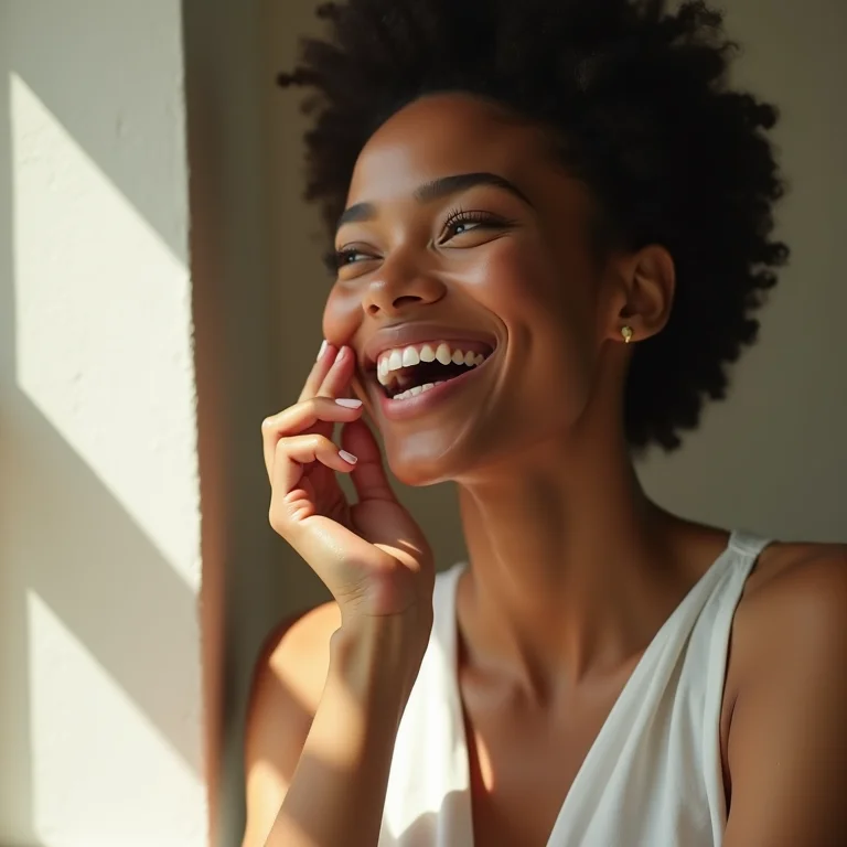 Mulher escovando os dentes.