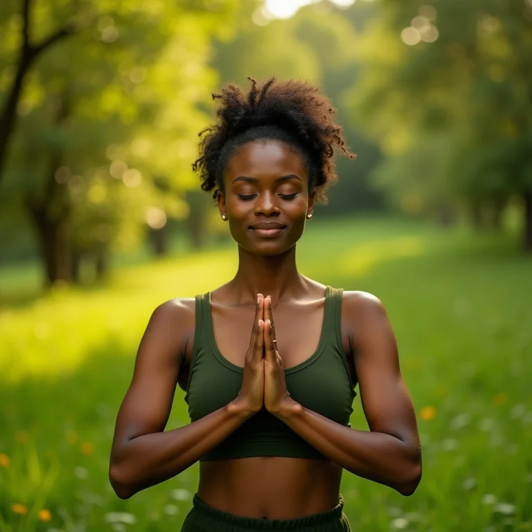 Mulher meditando na natureza