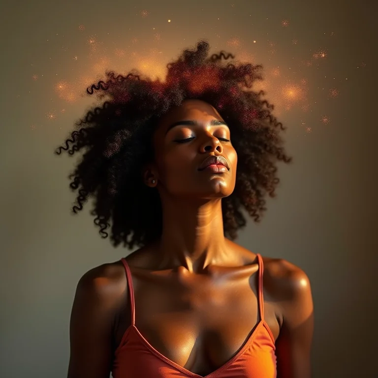 Mulher meditando para um sono tranquilo.