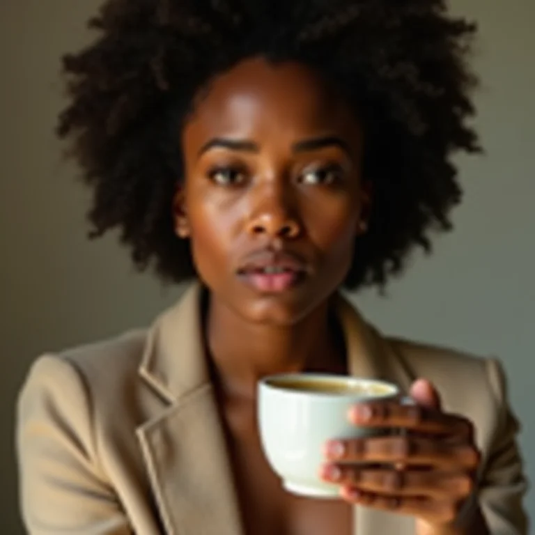 Mulher preocupada tomando chá de gengibre