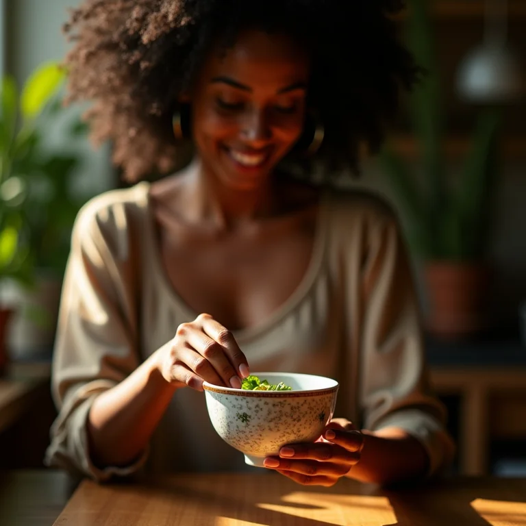 Mulher preparando chá de arruda