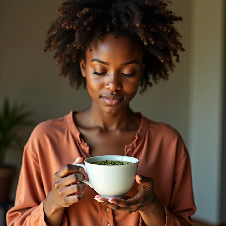 Mulher preparando chá de arruda para fins medicinais