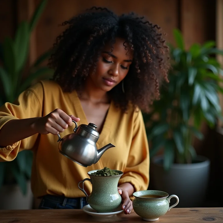 Mulher preparando chá de poejo passo a passo