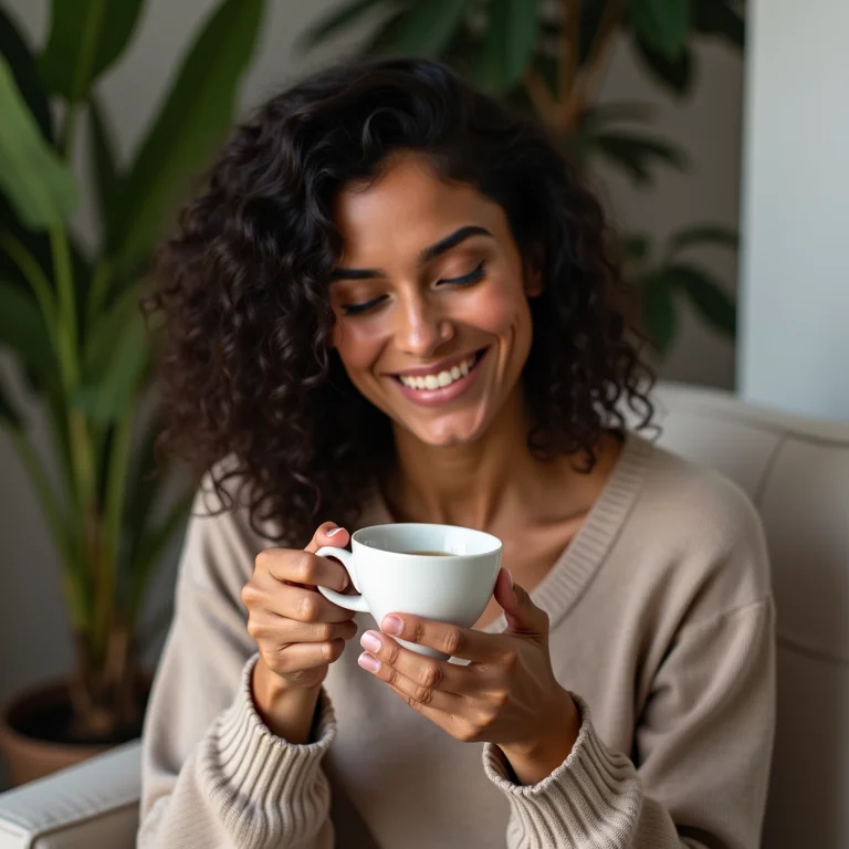 Mulher relaxando com chá de erva cidreira