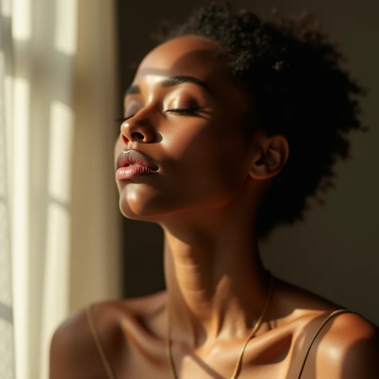 Mulher relaxando com chá de erva cidreira.