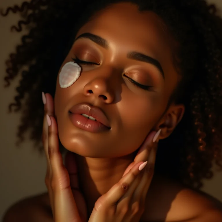 Mulher relaxando com compressa de arruda nos olhos