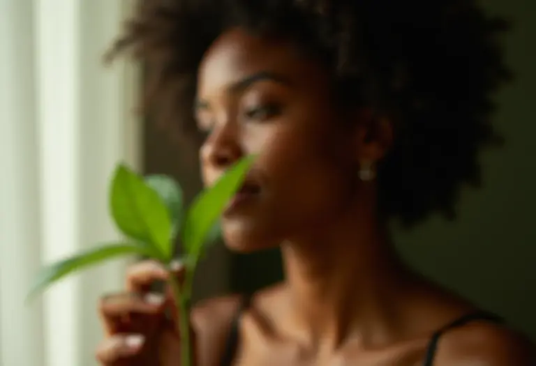 Mulher sorrindo segurando azedinha