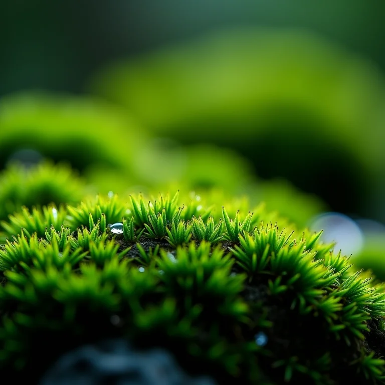 Musgo verde vibrante cobrindo superfície de pedra