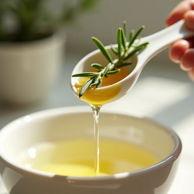 Óleo essencial de alecrim sendo adicionado à água