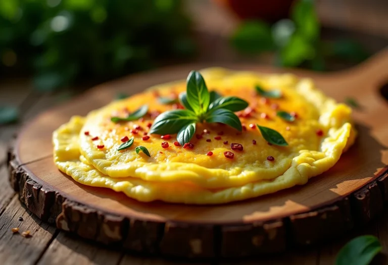 Omelete perfeito com temperos frescos e especiarias.
