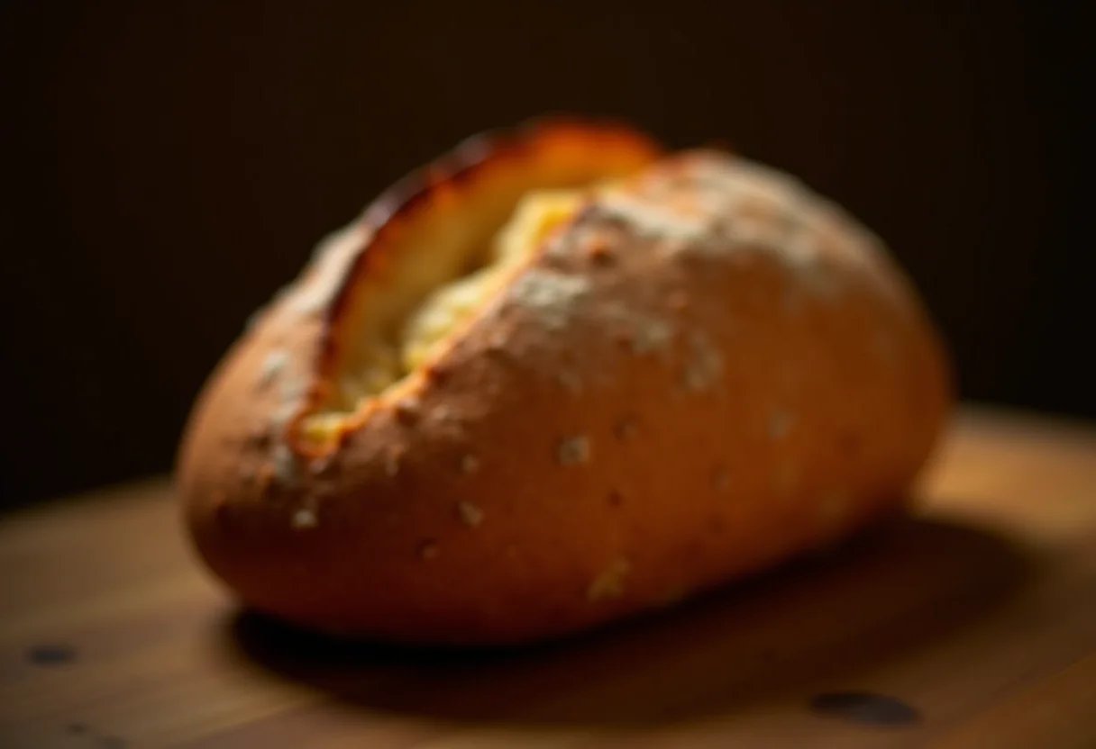 Pão de cevada artesanal com casca dourada