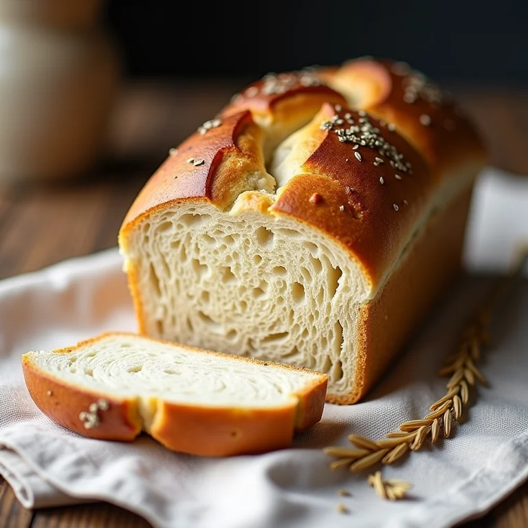 Pão rústico de alcaravia fatiado