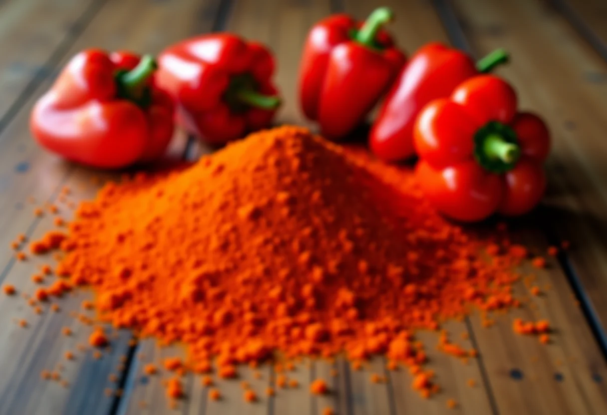 Páprica doce e pimentões vermelhos