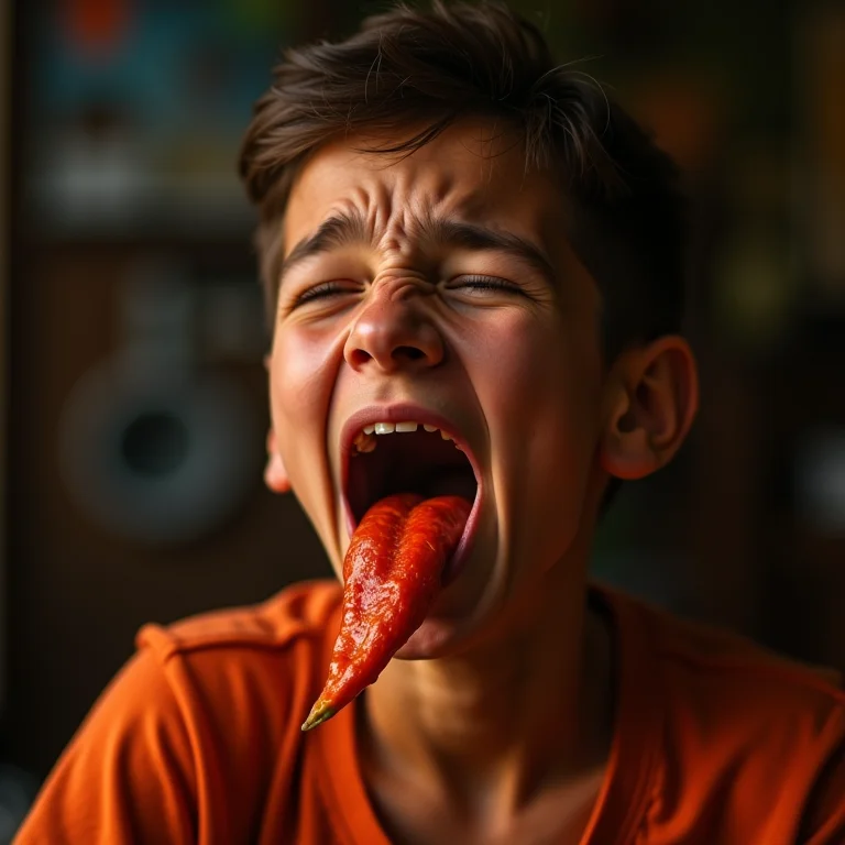 Participante de competição de comer pimenta