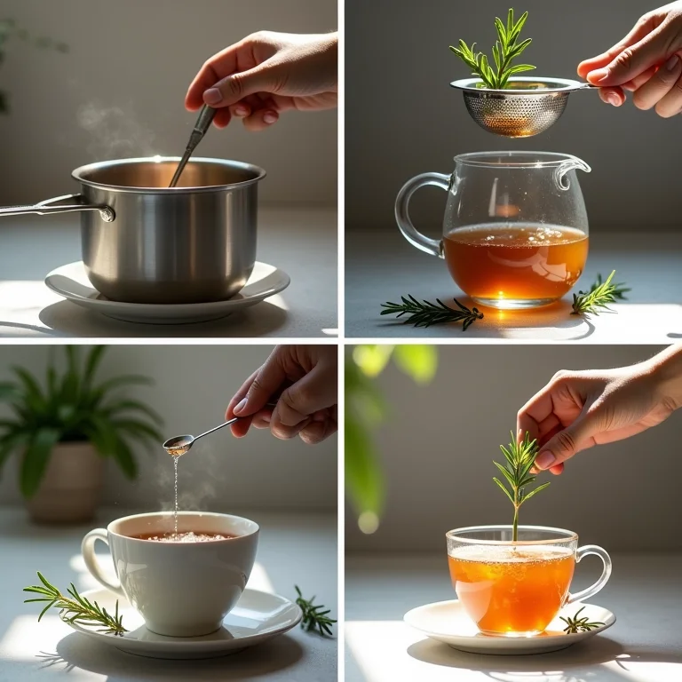 Passo a passo do preparo do chá de alecrim