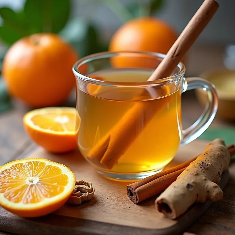 Passo a passo do preparo do chá de laranja, gengibre e canela