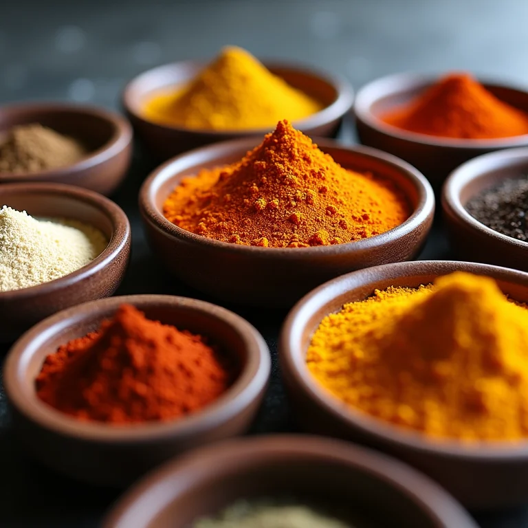 Perfil de sabor do cominho e temperos relacionados em potes