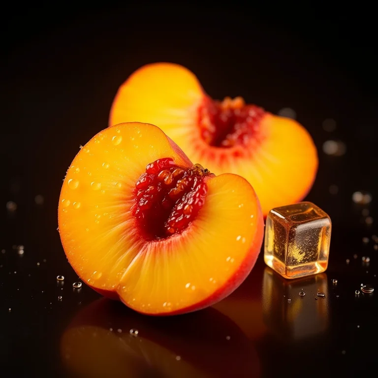 Pêssegos frescos e gelo para um chá hidratante.