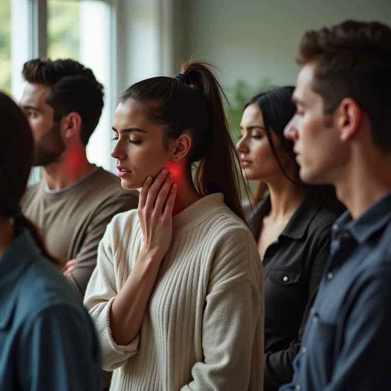 Pessoas com dor de garganta