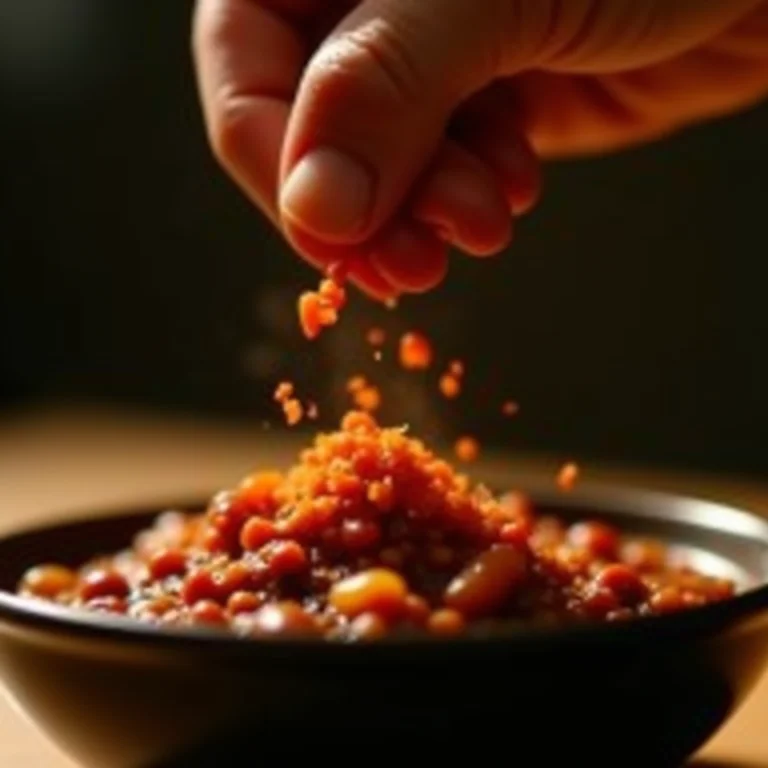Pimenta calabresa sendo adicionada ao caldinho de feijão.