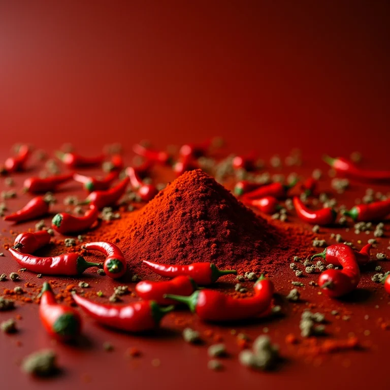 Pimentas vermelhas misturadas a outras especiarias, simbolizando a opção de adicionar pimenta ao tempero baiano.