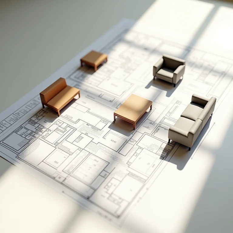 Planejamento da mobília de um apartamento em etapas