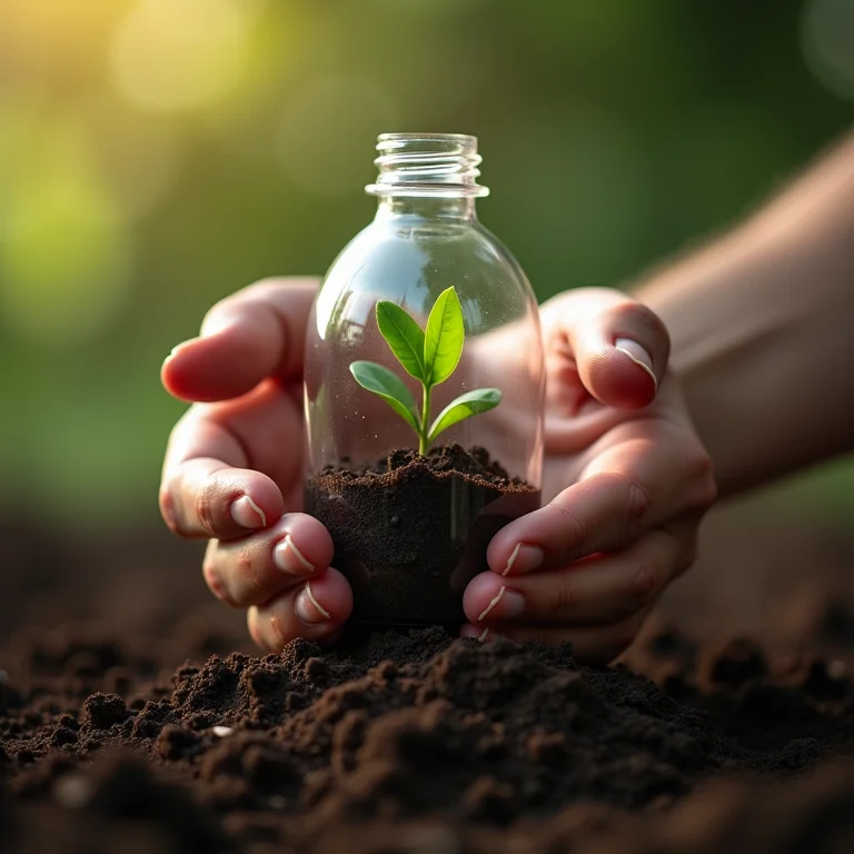 Plantando feijão em garrafa PET