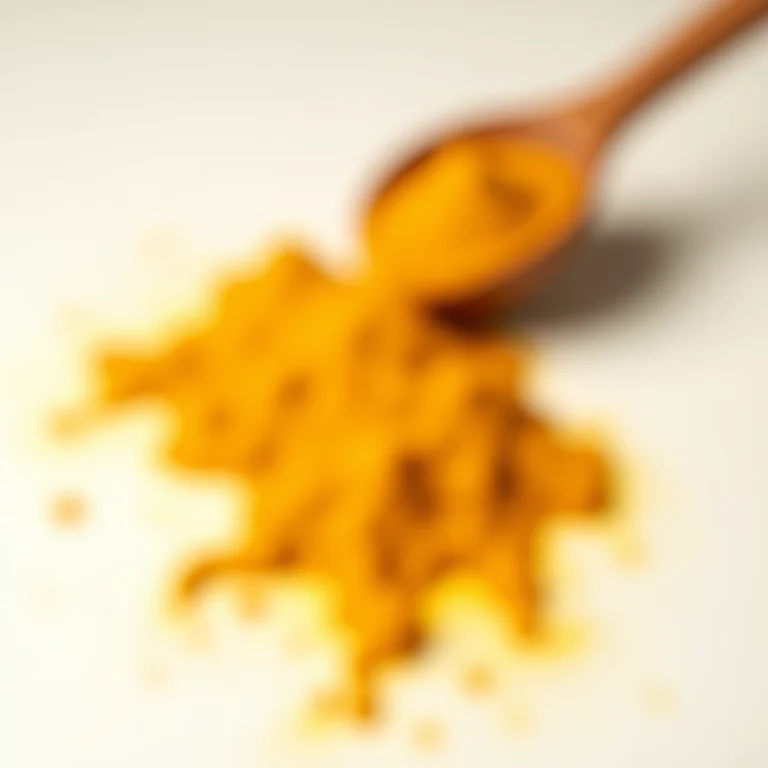 Pó de cúrcuma sendo derramado de uma colher