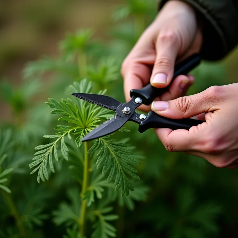 Podando plantas de endro.