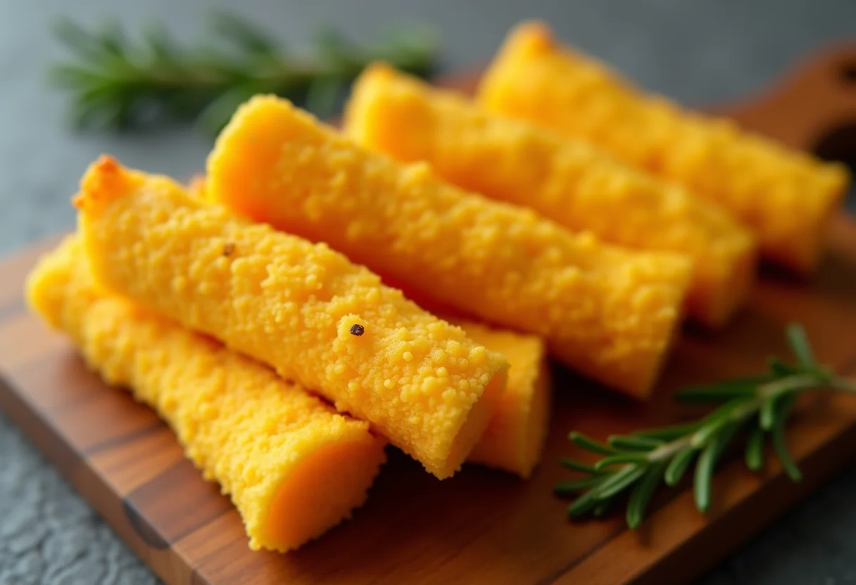 Polenta frita crocante com alecrim