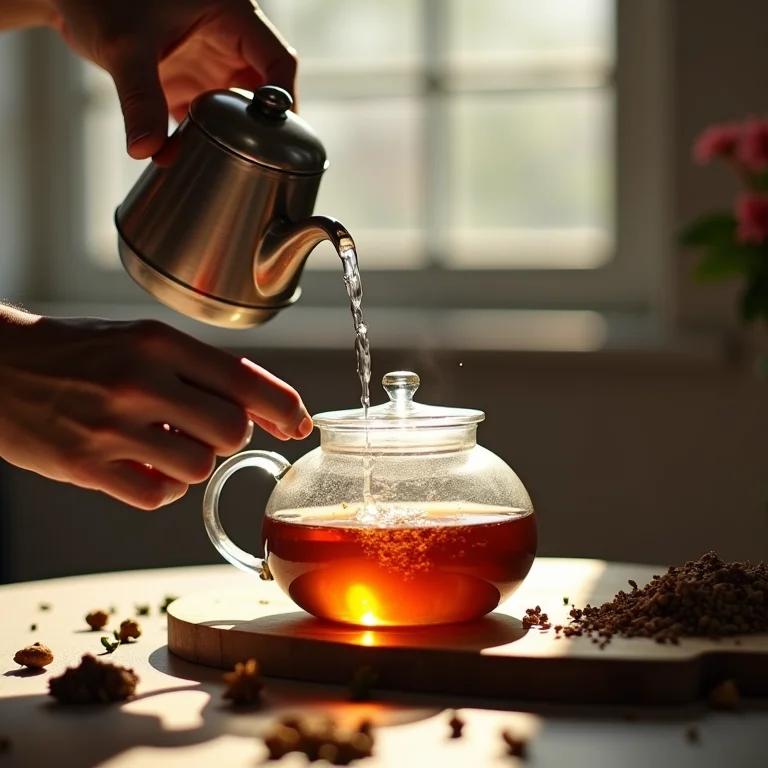 Preparando chá em casa.