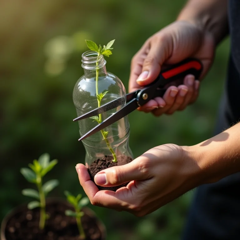 Preparando garrafa PET para plantar feijão