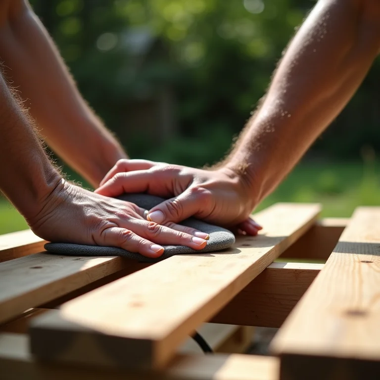 Preparando paletes de madeira para construir um sofá