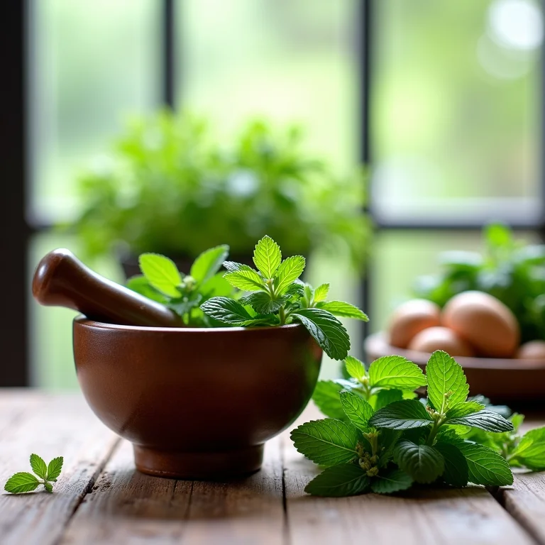 Preparo artesanal do chá de hortelã com ingredientes frescos