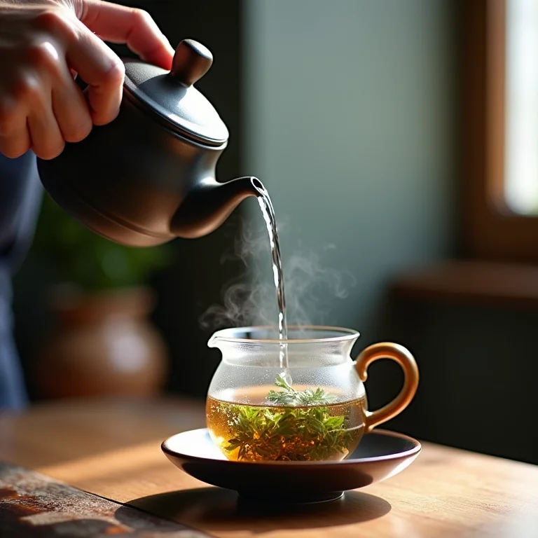 Preparo da infusão em bule.