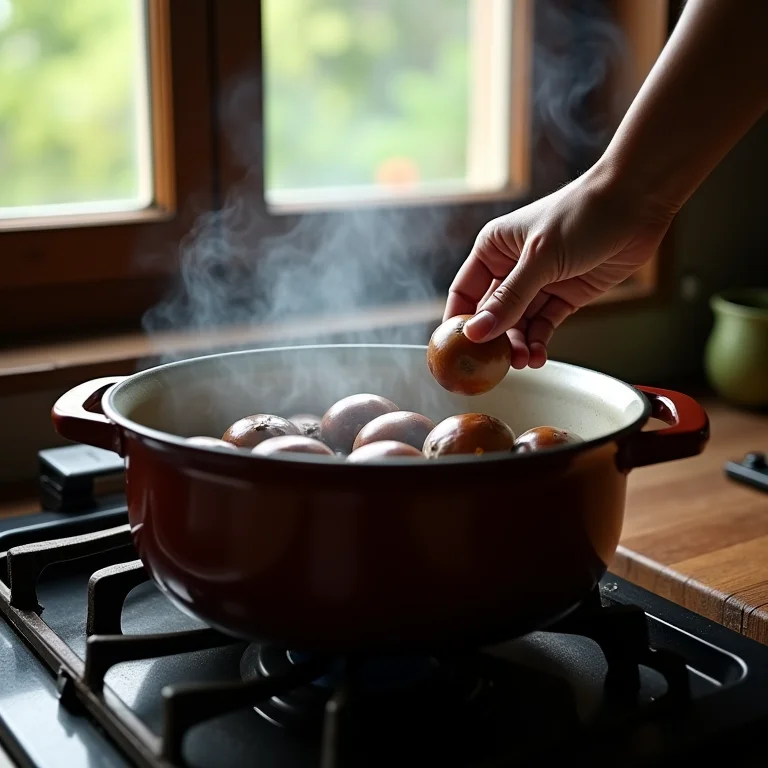 Preparo da infusão quente do chá de castanha.