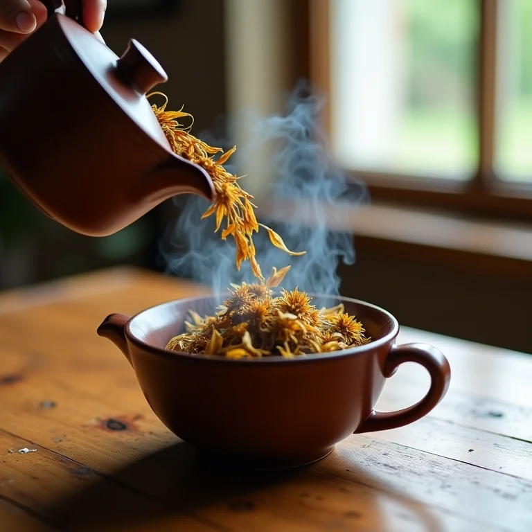 Preparo de chá de sene para alívio natural do intestino.