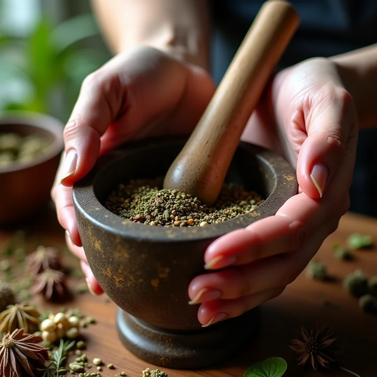 Preparo de remédio caseiro com arruda e outras ervas